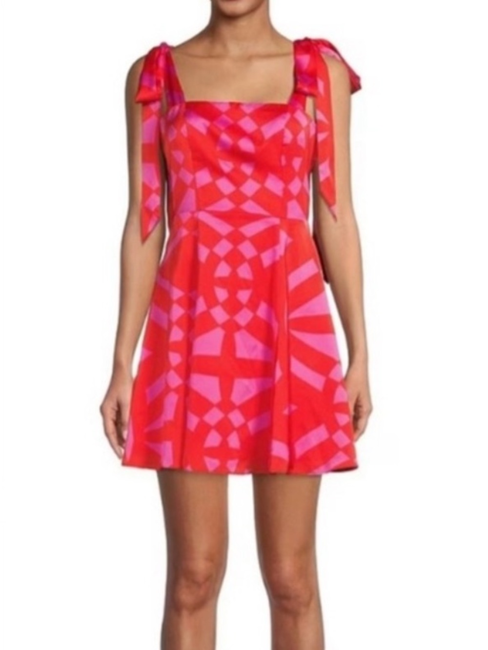 Gianni Bini Geometric Tie-Shoulder Mini Dress